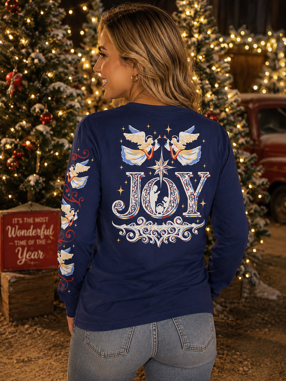 SALE Southern Attitude Preppy Joy Holiday Long Sleeve T-Shirt