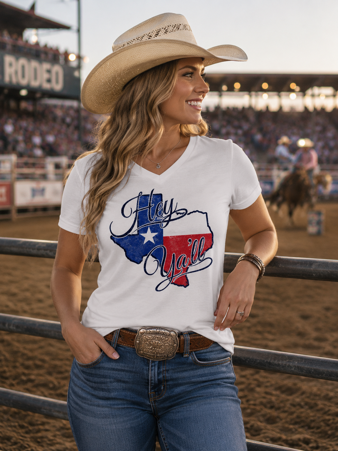 Sassy Frass Hey Y'all Texas State V-Neck Canvas T-Shirt