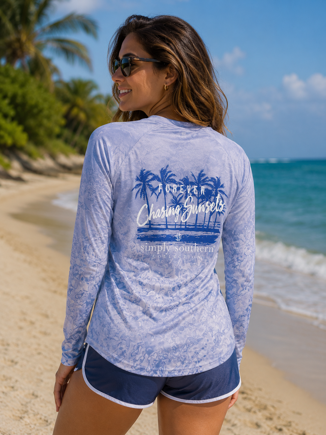 Simply Southern Sunsets Rash Guard Swim UV Protection Long Sleeve T-Shirt