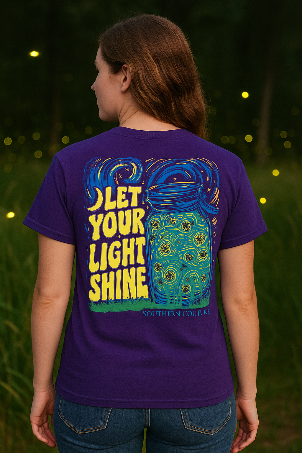 Southern Couture Classic Let Your Light Shine Firefly T-Shirt - SimplyCuteTees