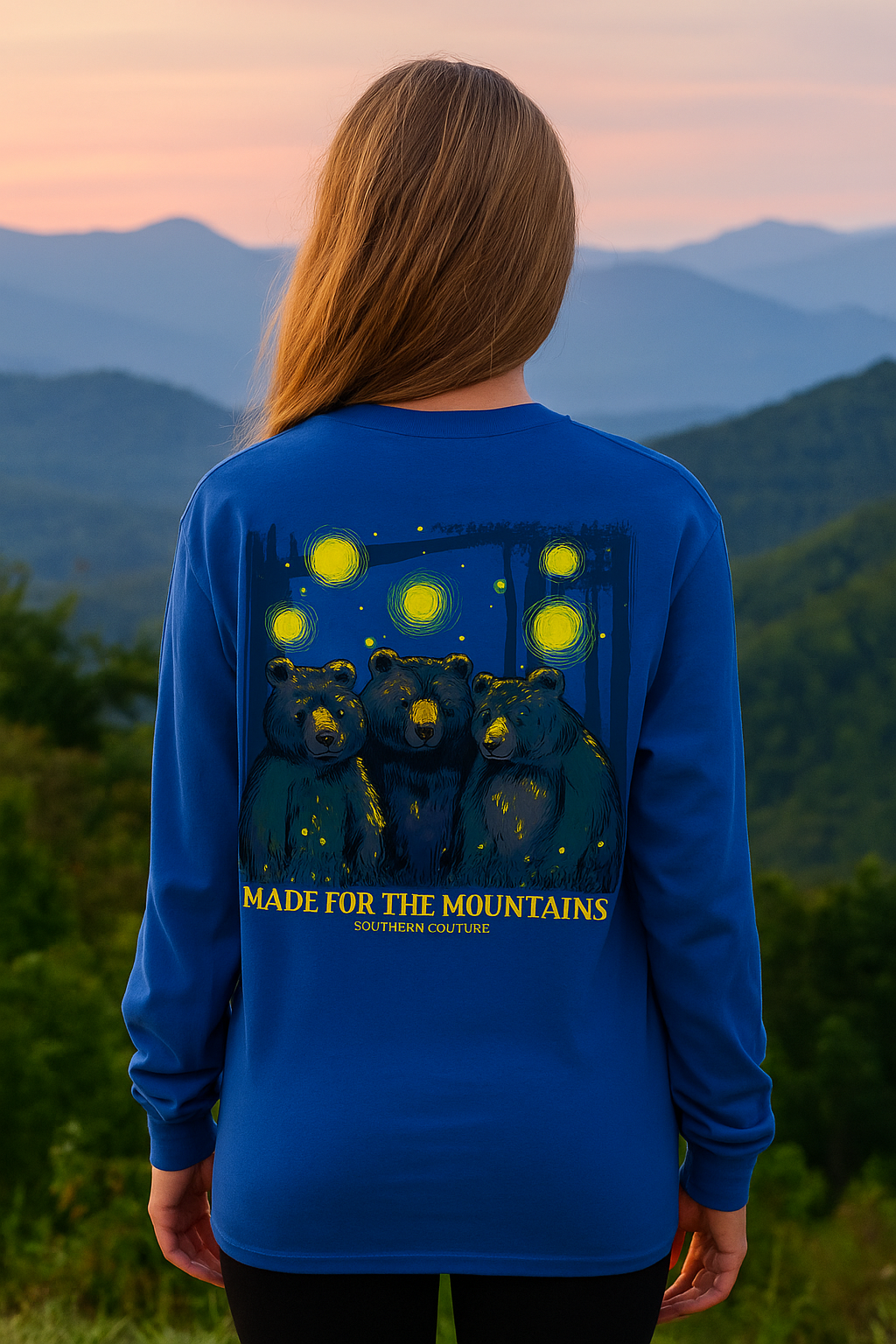 Southern Couture Classic Made For The Mountains Bears Long Sleeve T-Shirt - SimplyCuteTees