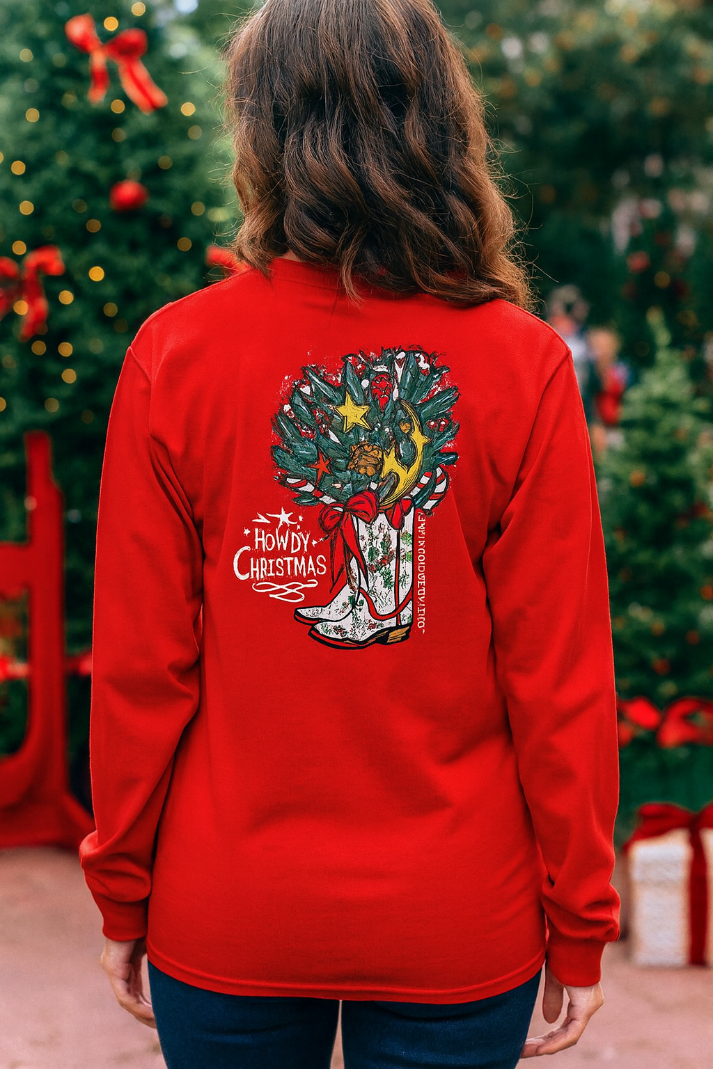 Southern Couture Classic Howdy Christmas Long Sleeve T-Shirt - SimplyCuteTees