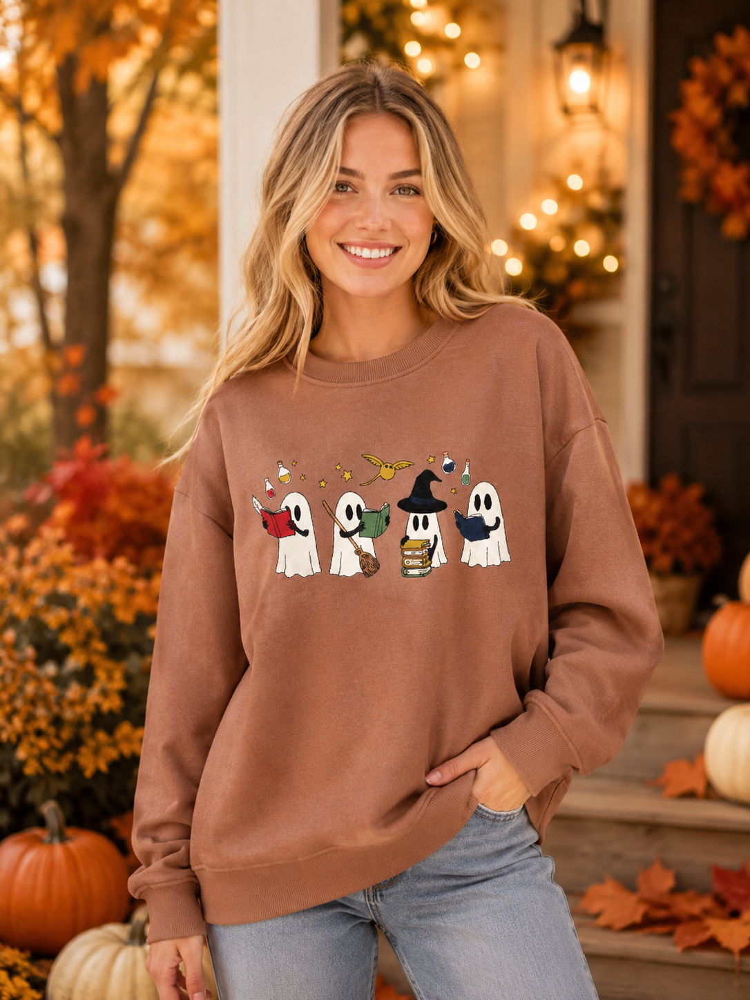 Simply Southern 0226 Ghost Fall Embroidered Long Sleeve Crew