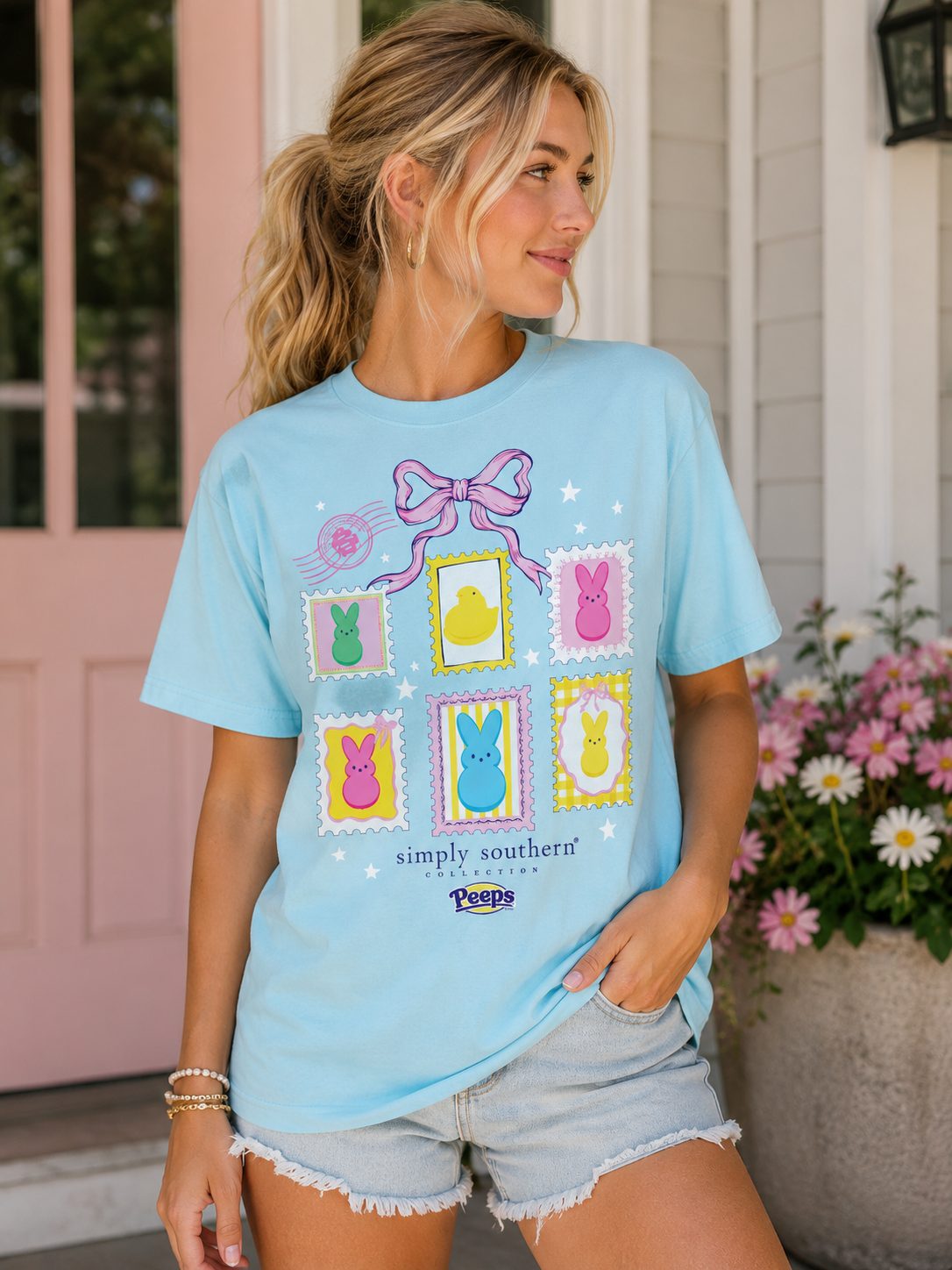 Simply Southern Peeps Stamps Easter T-Shirt