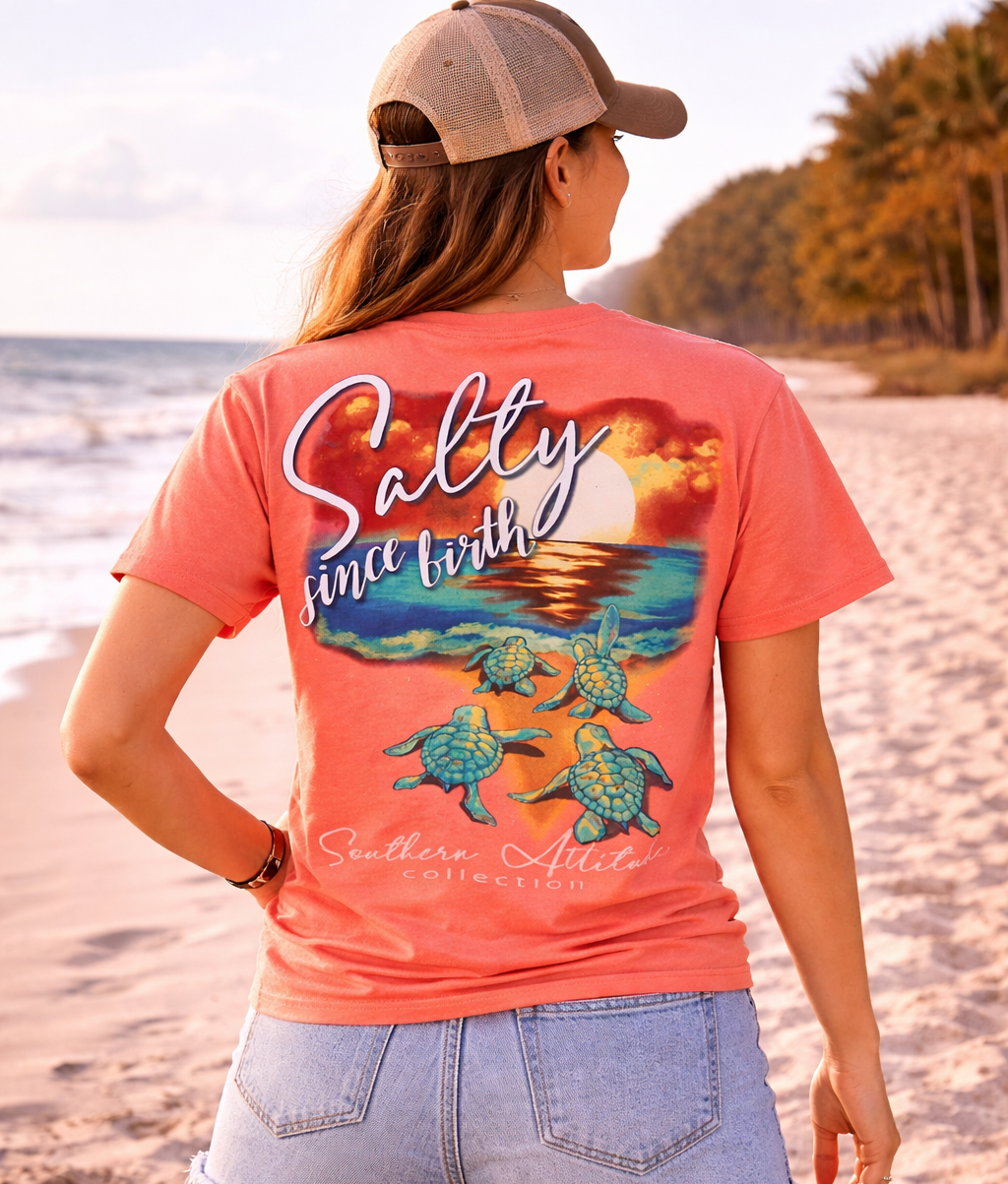 Southern Attitude Salty Since Birth Turtles T-Shirt