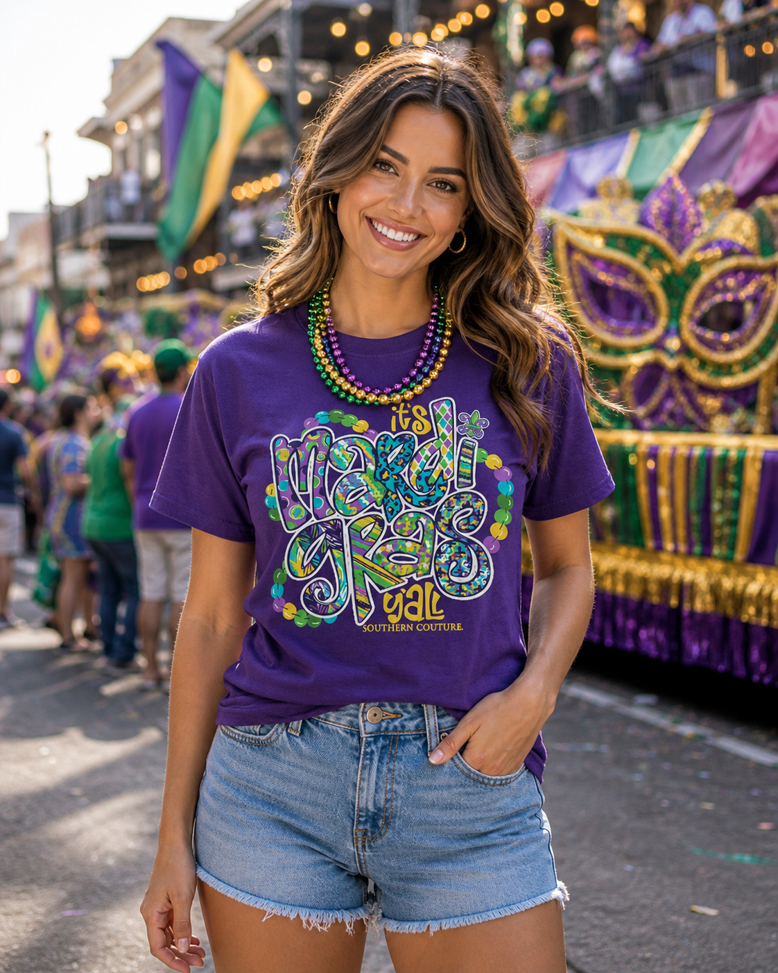 Southern Couture Soft It's Mardi Gras Y'All T-Shirt