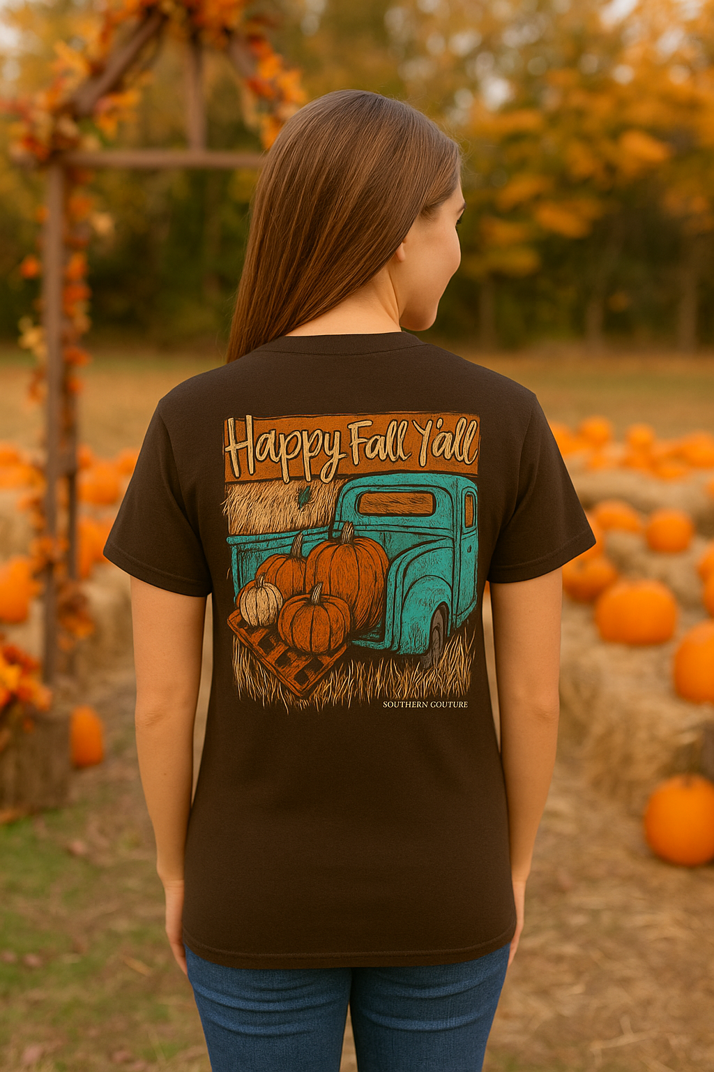 Southern Couture Classic Happy Fall Y'all Truck T-Shirt - SimplyCuteTees