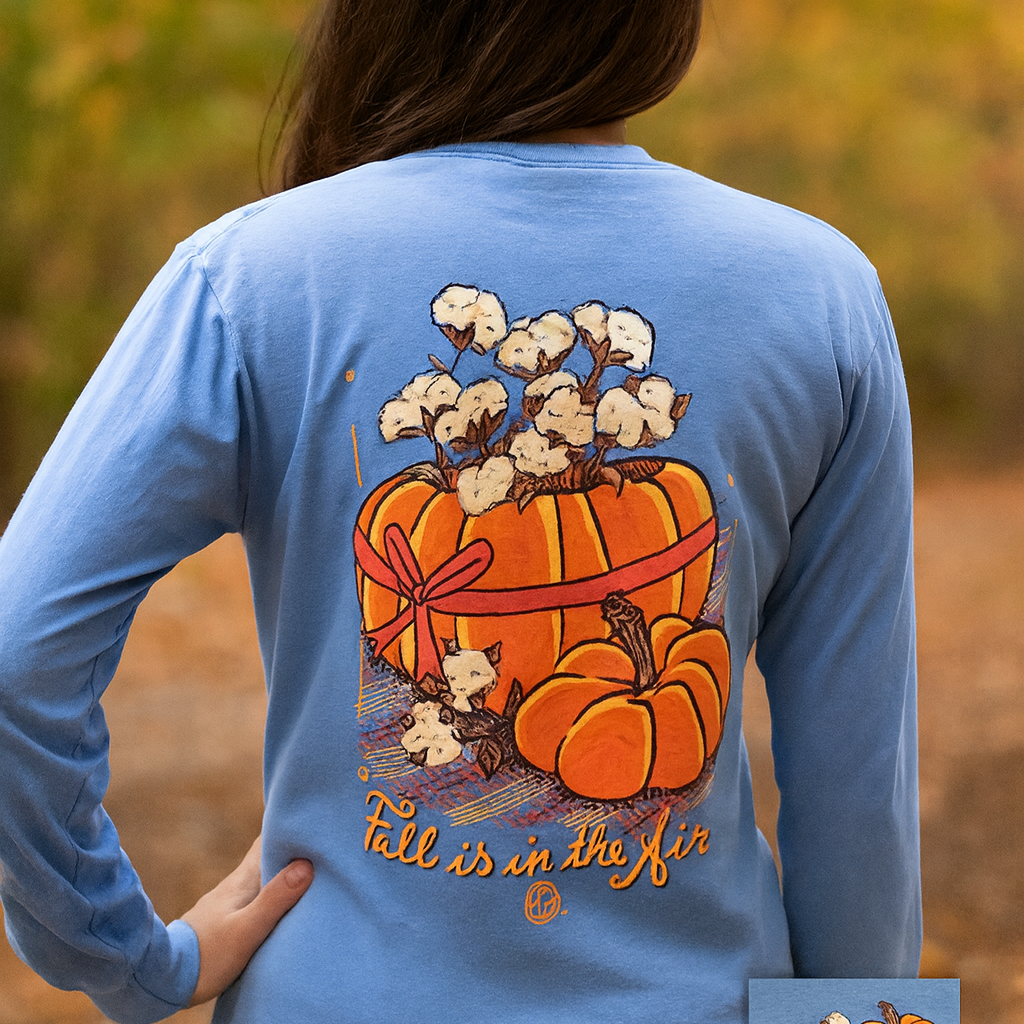 Girlie Girl Originals Fall In The Air Cotton Pumpkin Long Sleeves T Shirt