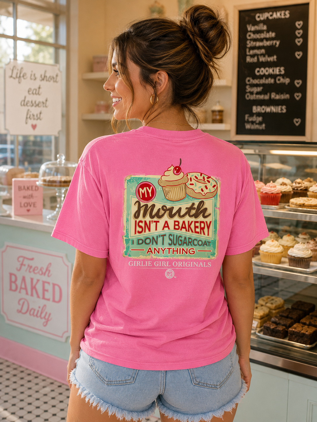Girlie Girl Originals My Mouth Isn't A Bakery Pink T-Shirt