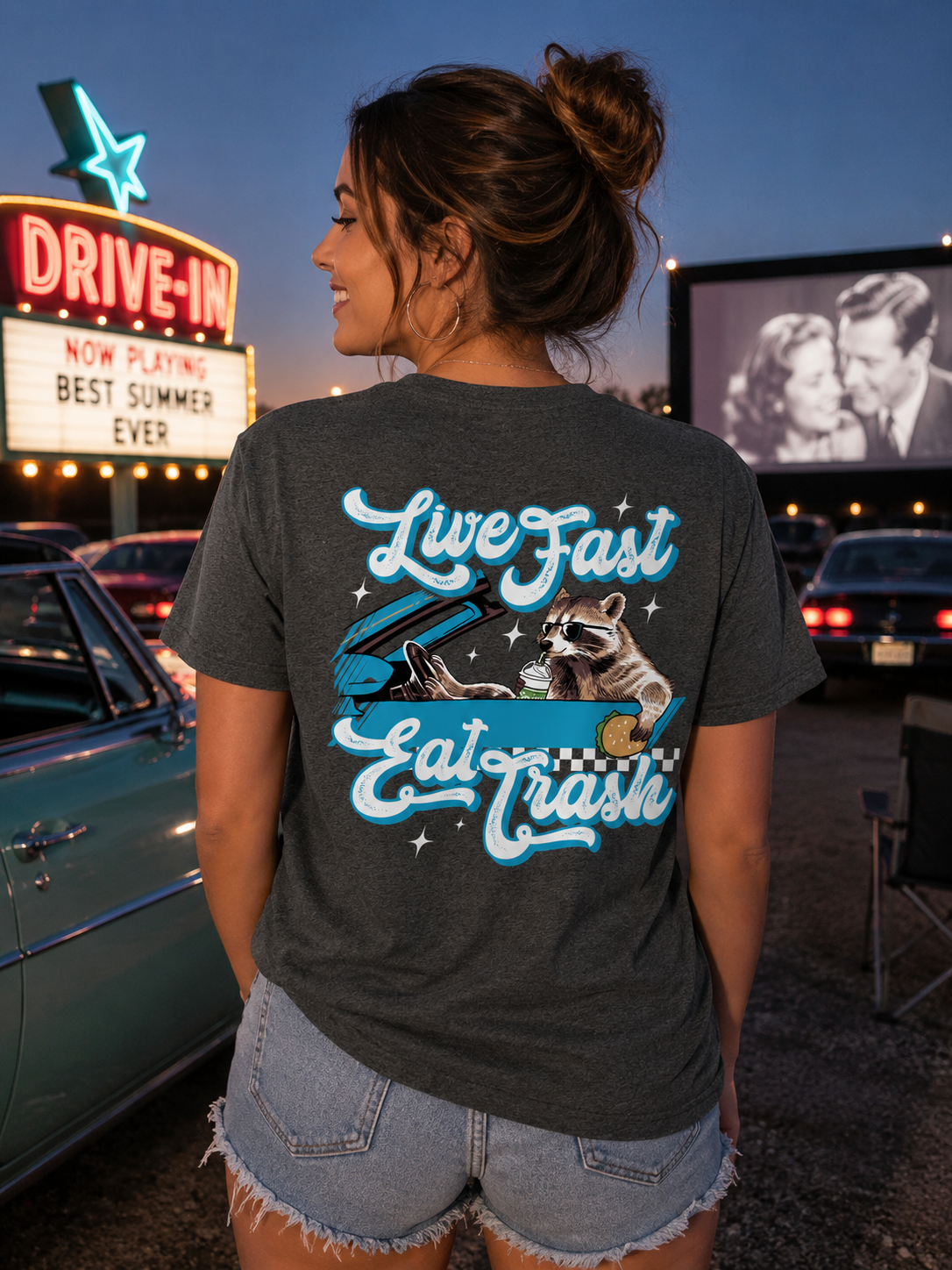 Southern Attitude Live Fast Eat Trash Raccoon T-Shirt