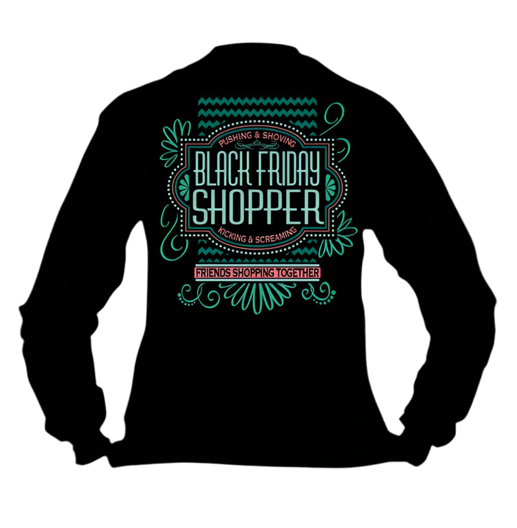Sweet Thing Funny Black Friday Shopper Shop Chevron Long Sleeve Girlie Bright T-Shirt - SimplyCuteTees