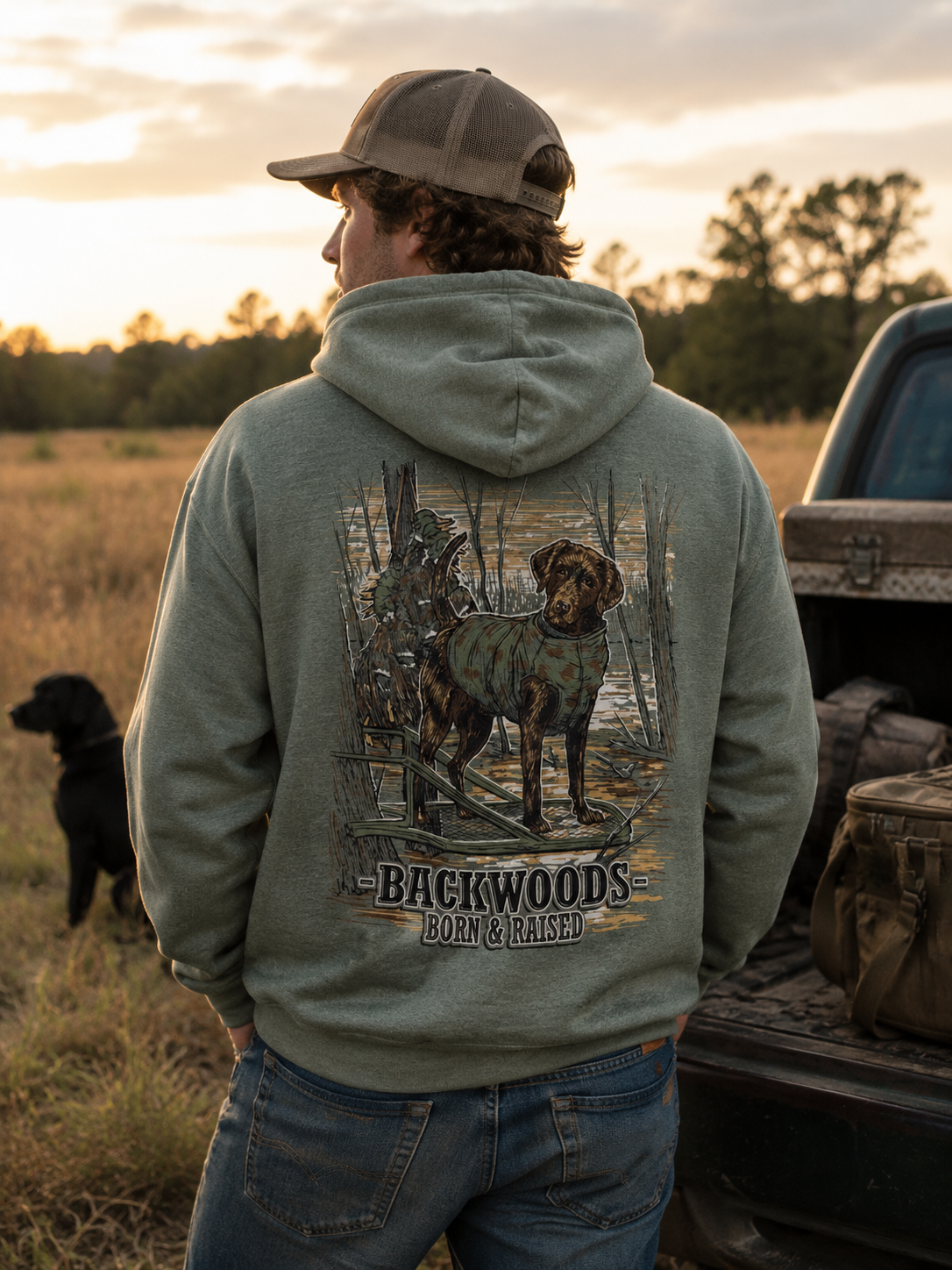 Backwoods Timber Dog Long Sleeve Unisex Hoodie