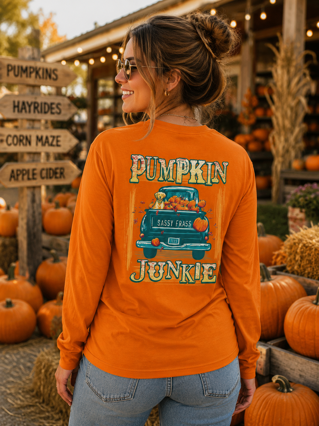 SALE Sassy Frass Pumpkin Junkie Fall Long Sleeve T-Shirt
