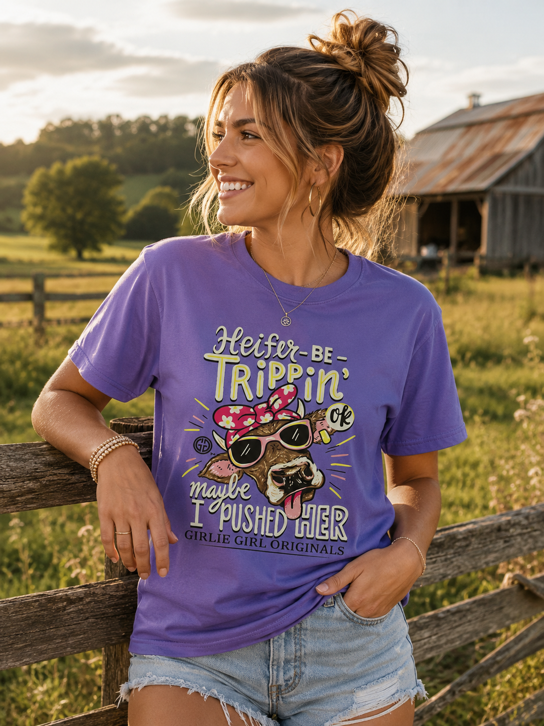 Girlie Girl Originals Heifer Be Trippin Cow T-Shirt