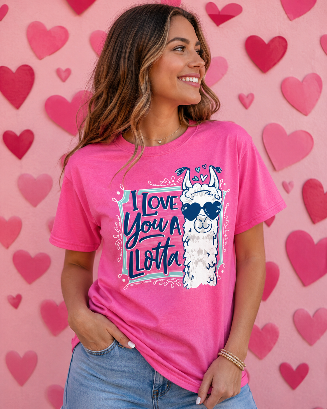 Southern Couture Love You A Llotta Llama Canvas T-Shirt
