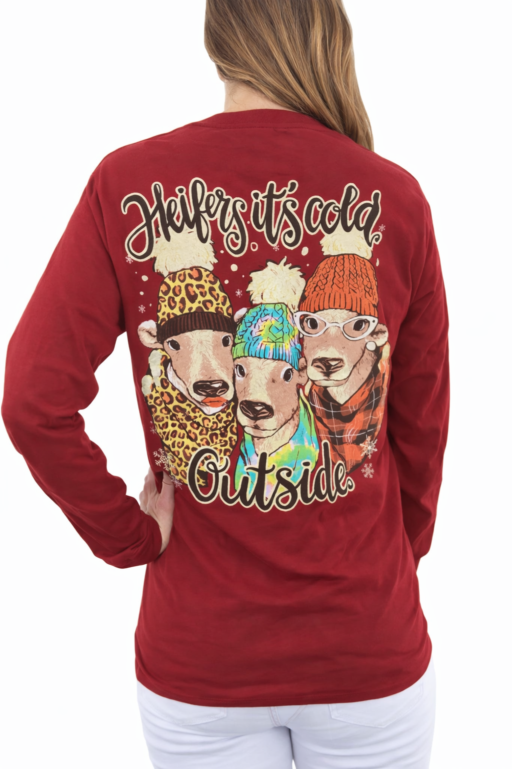 Southern Attitude Heifer it's Cold Holiday Long Sleeve T-Shirt - SimplyCuteTees