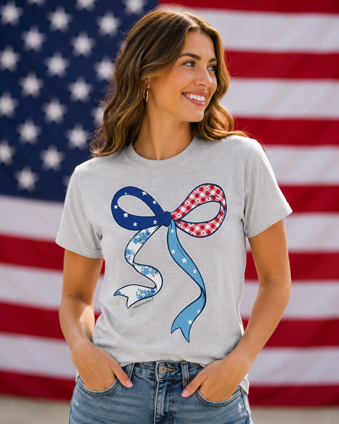 Simply Southern USA Patch Bow T-Shirt