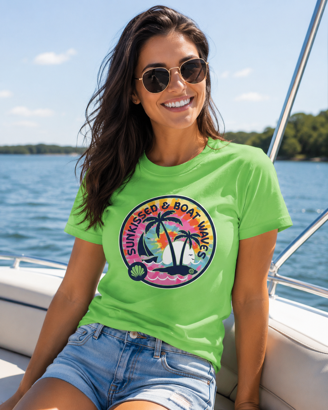 Girlie Girl Originals Sun & Boat Waves T-Shirt
