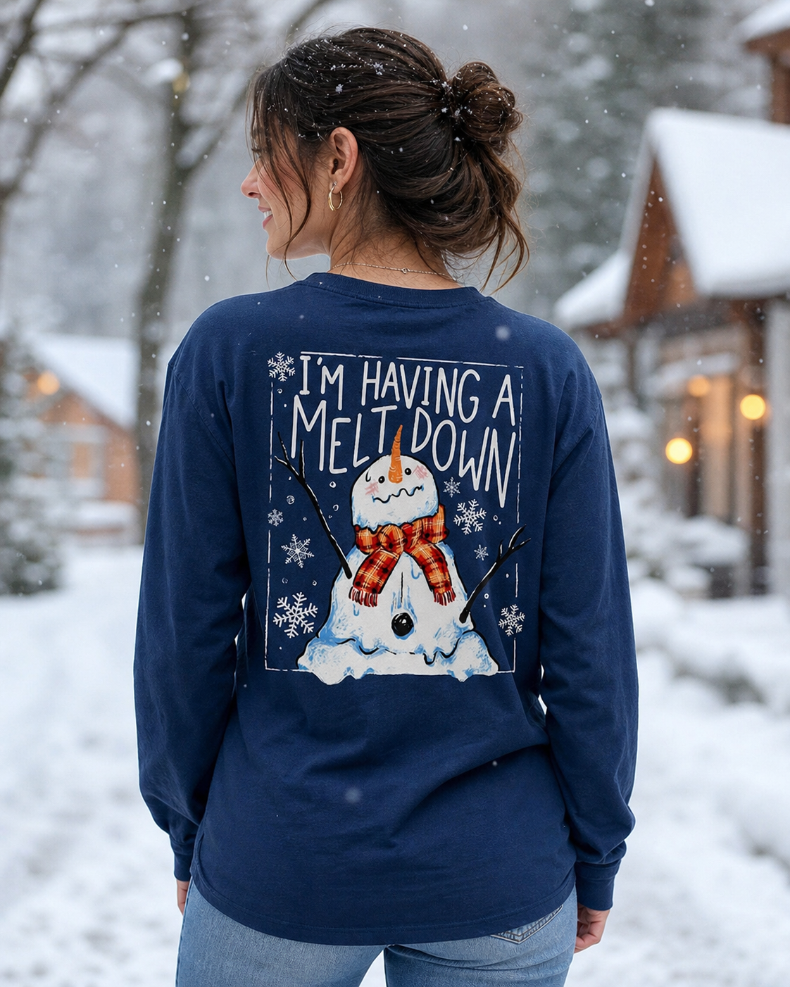 Southern Attitude Meltdown Snowman Holiday Long Sleeve T-Shirt