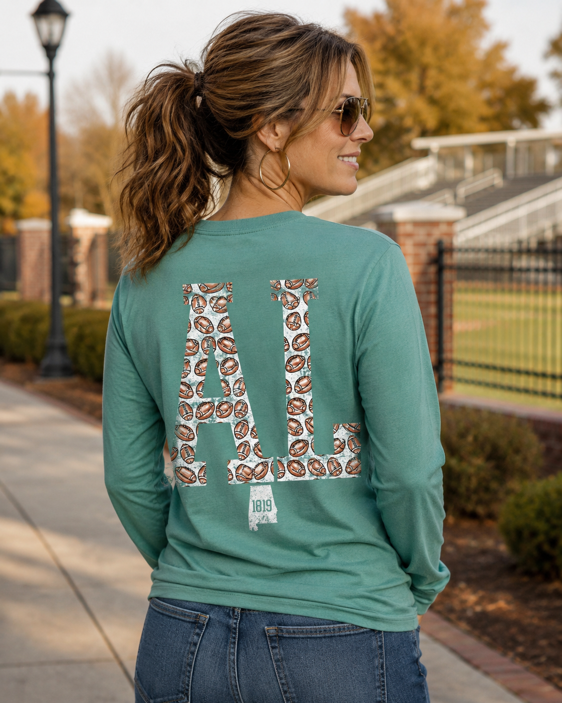 Sassy Frass Alabama Football State Comfort Colors Long Sleeve Bright Girlie T Shirt