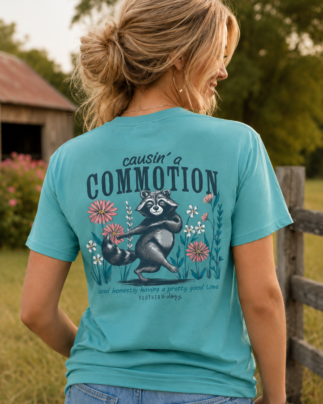 Southernology Causin' a Commotion Raccoon Comfort Colors T-Shirt