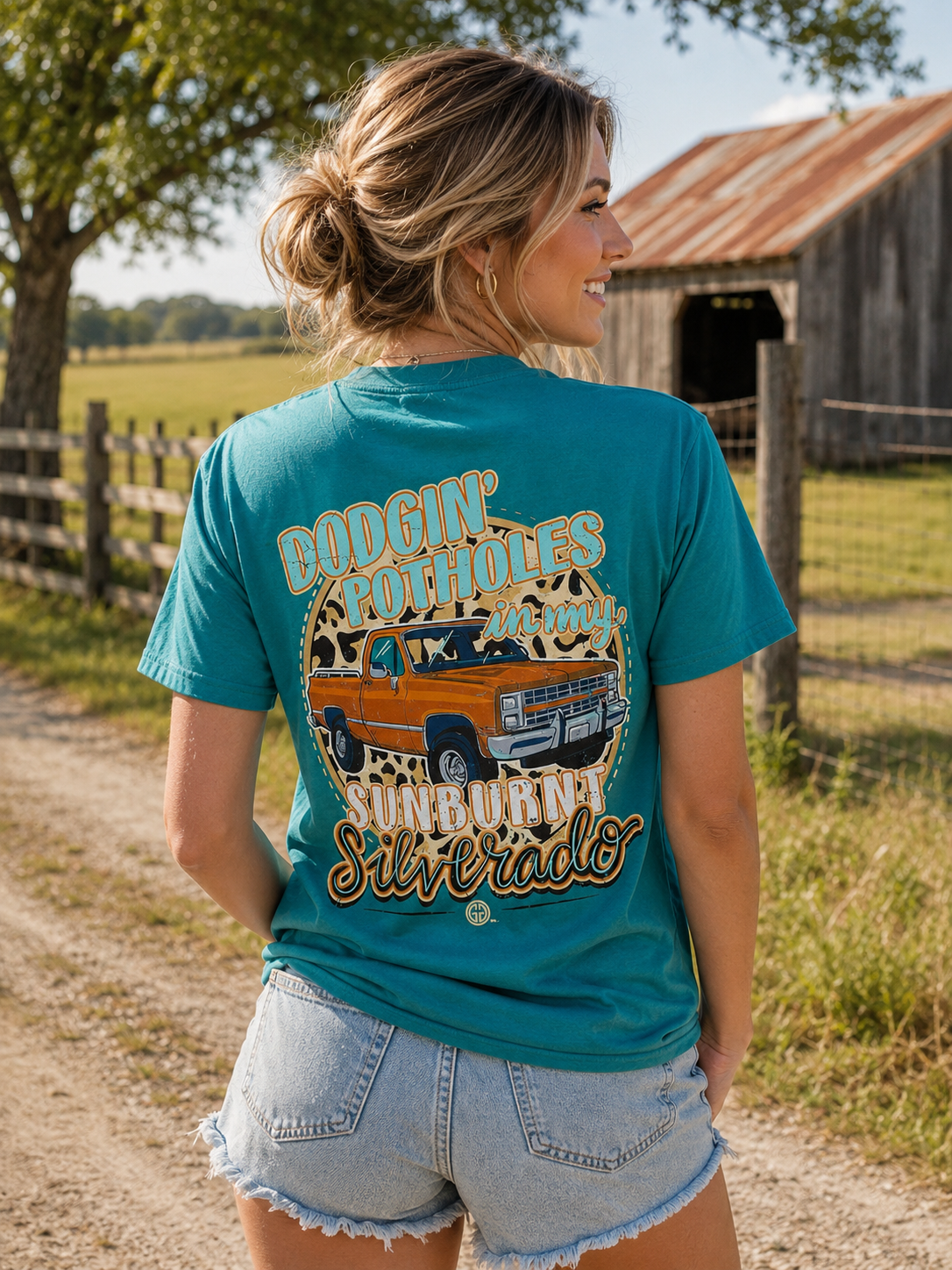 Girlie Girl Originals Dodgin Potholes Truck Leopard T Shirt