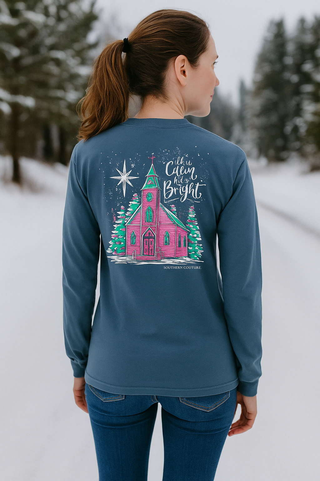 Southern Couture Classic All Is Calm Holiday Long Sleeve T-Shirt - SimplyCuteTees
