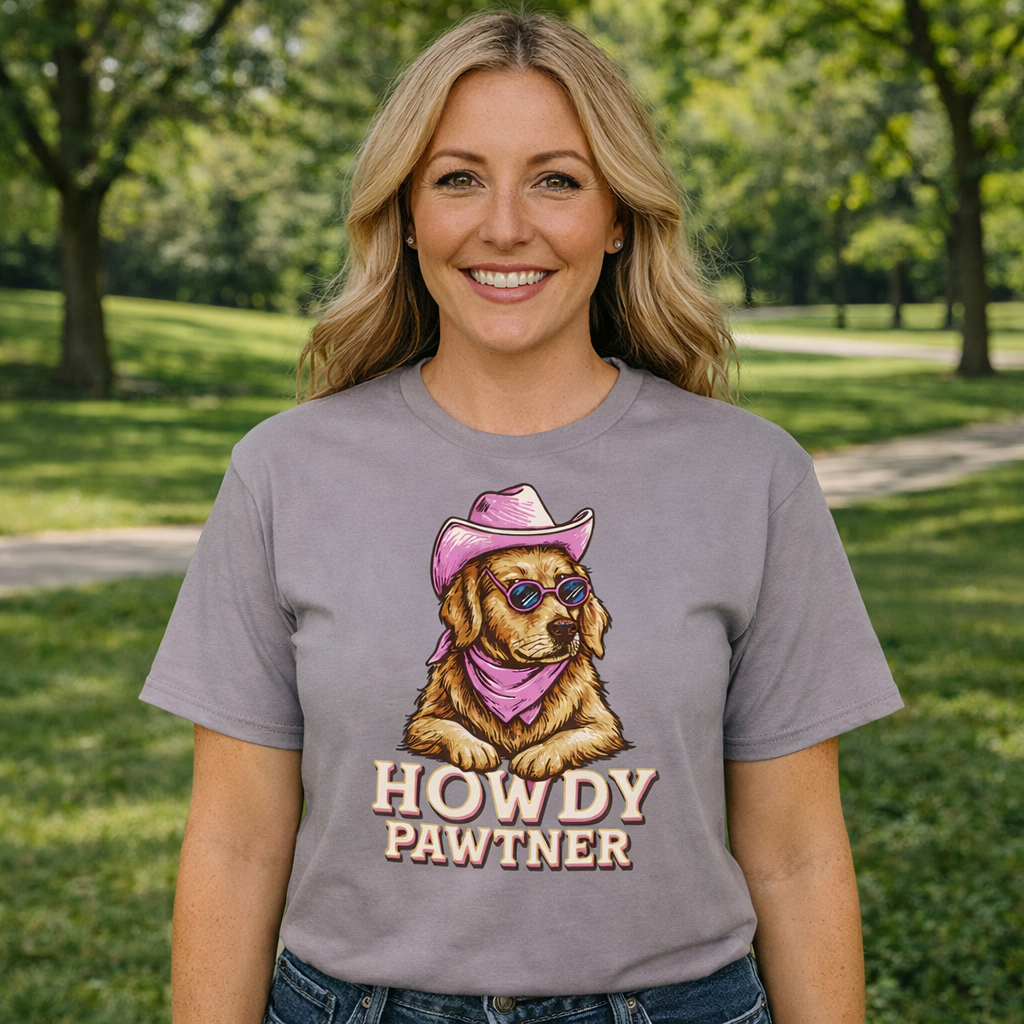 Girlie Girl Lulu Mac Howdy Pawtner Canvas T-Shirt - SimplyCuteTees