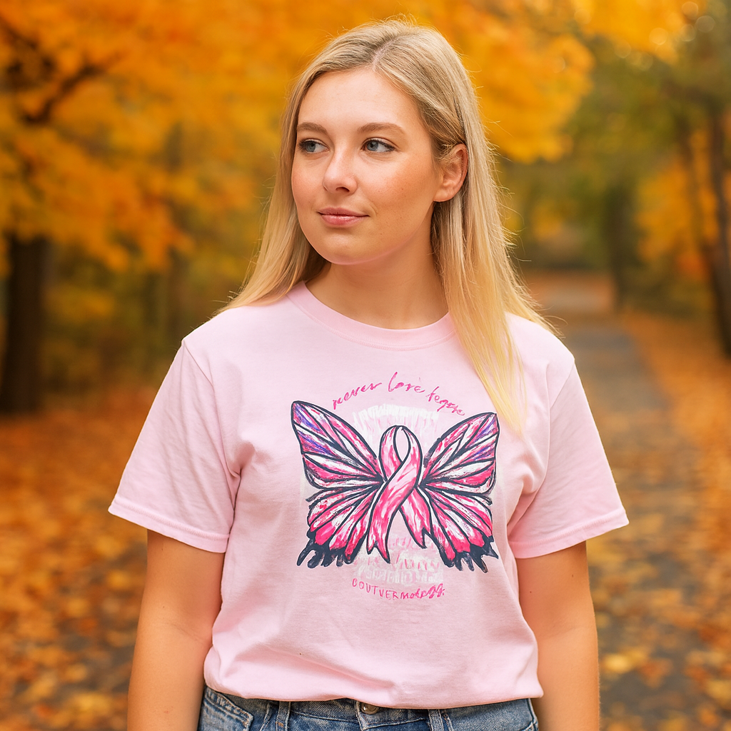 Southernology Butterfly Ribbon Breast Cancer Comfort Colors T-Shirt