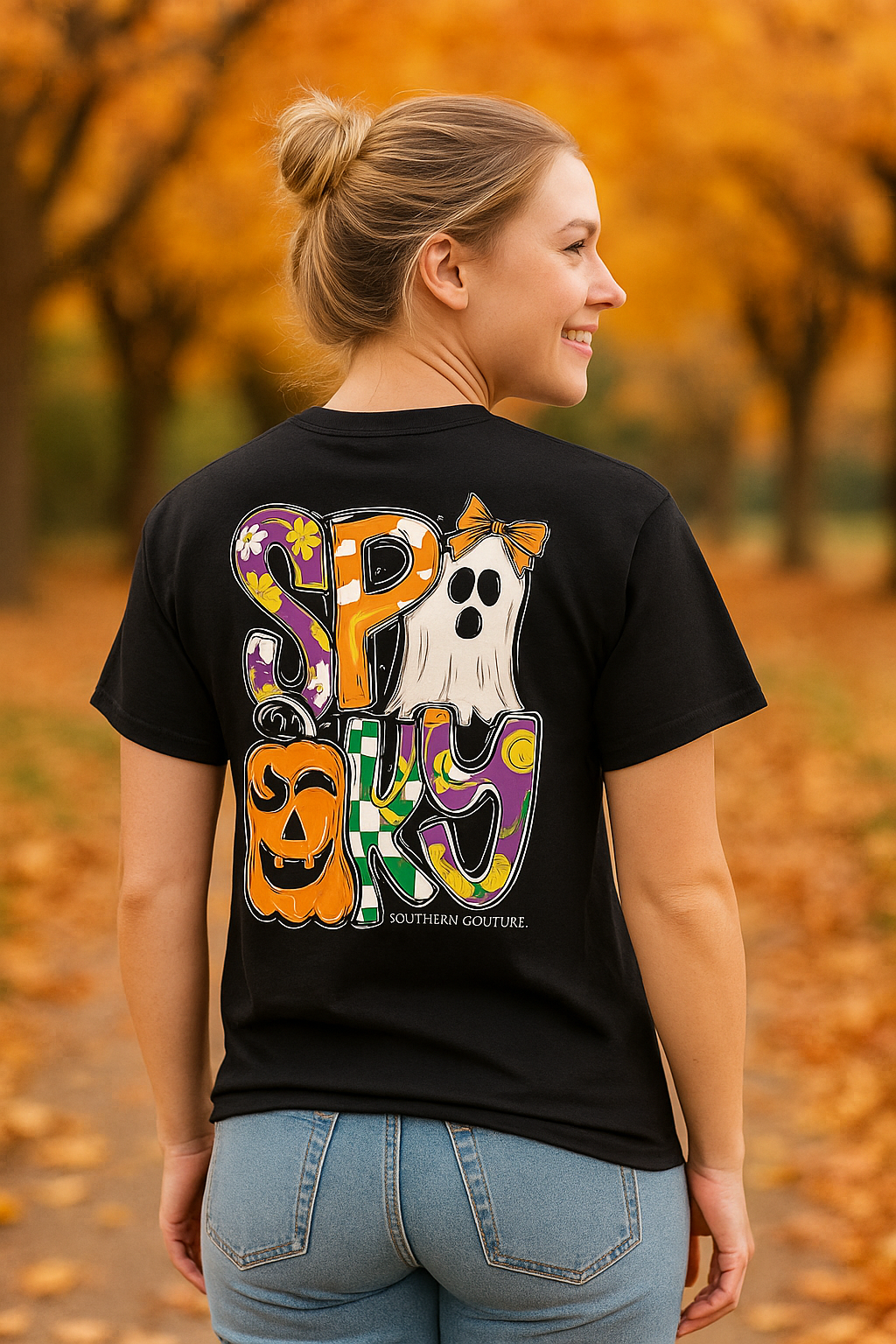 Southern Couture Classic Pattern Letter Spooky Fall T-Shirt - SimplyCuteTees