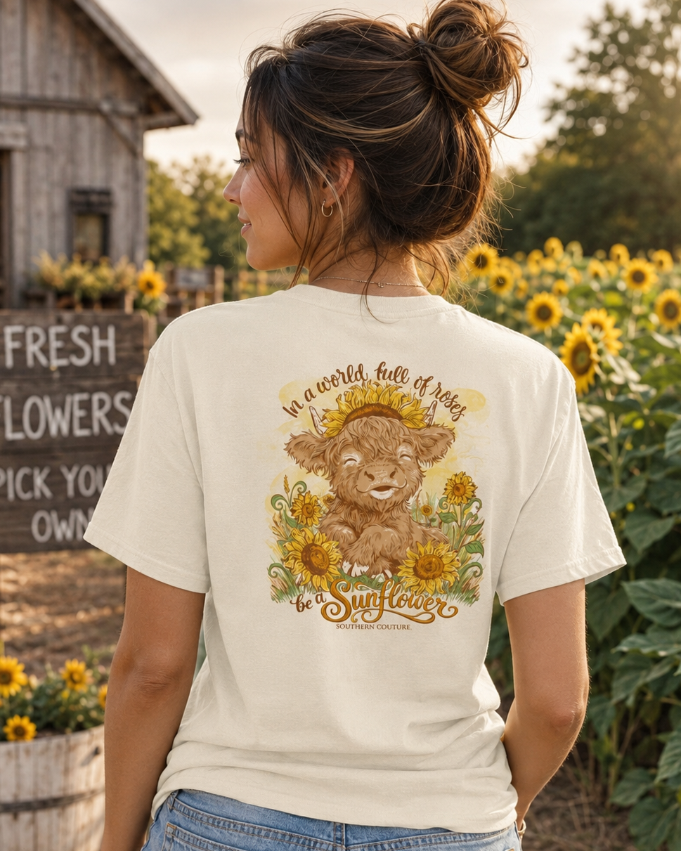 Southern Couture Classic Be A Sunflower Cow T-Shirt