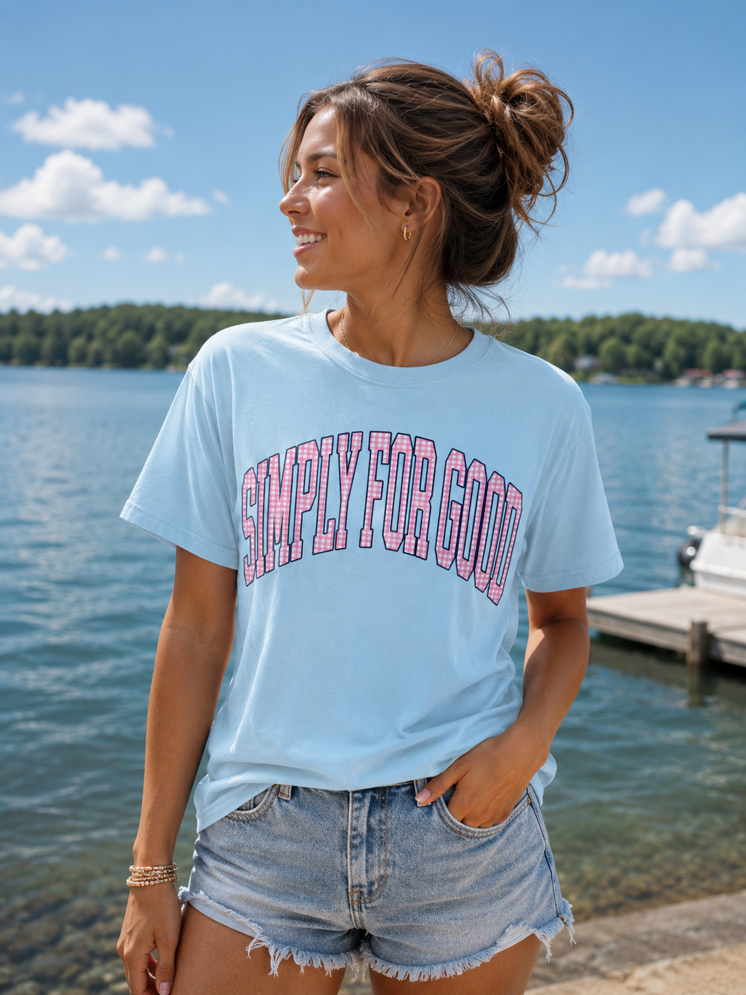 Simply Southern S4G Gingham Pattern Mineral Washed T-Shirt