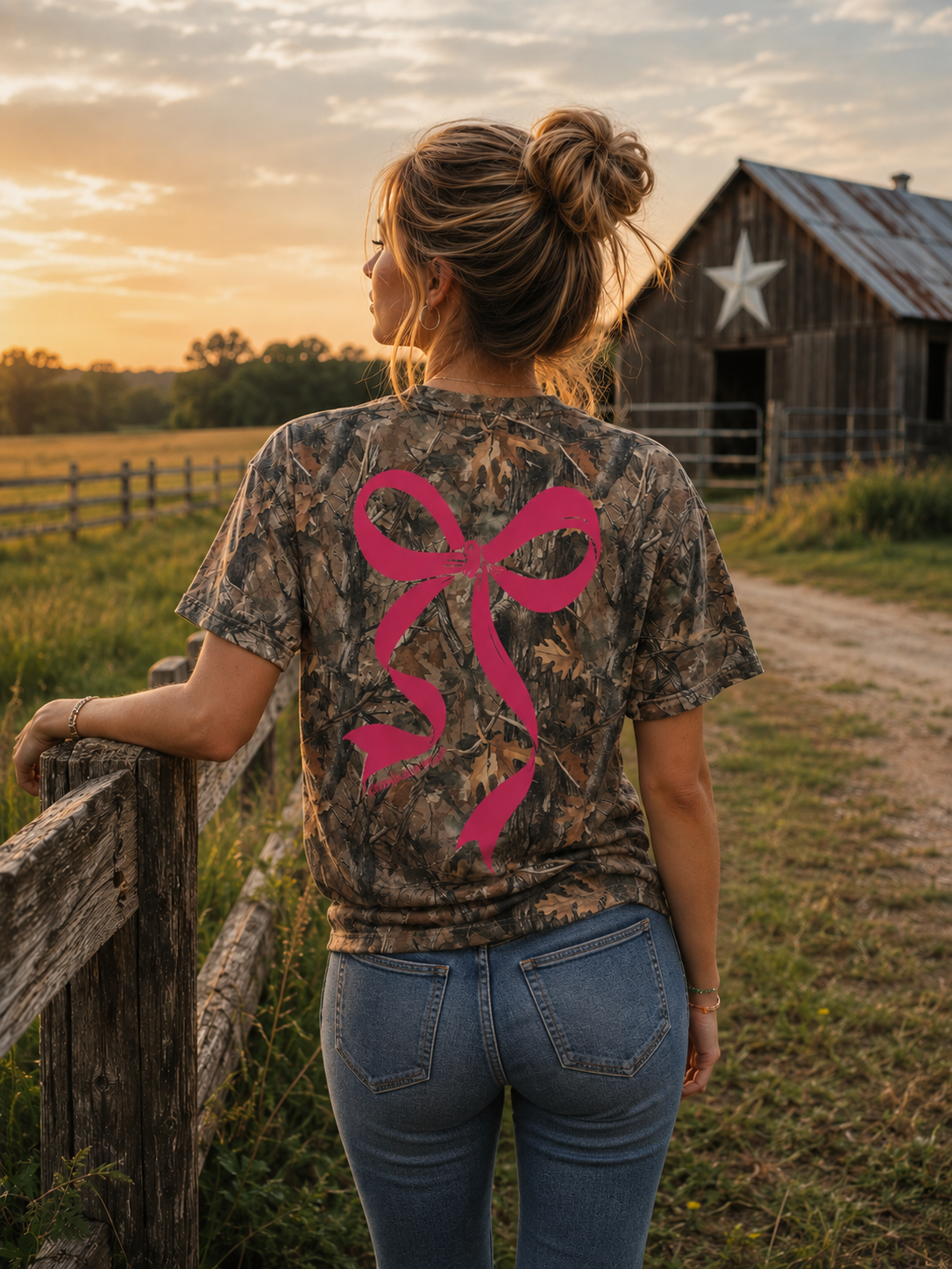 Simply Southern Pink Bow Camo T-Shirt