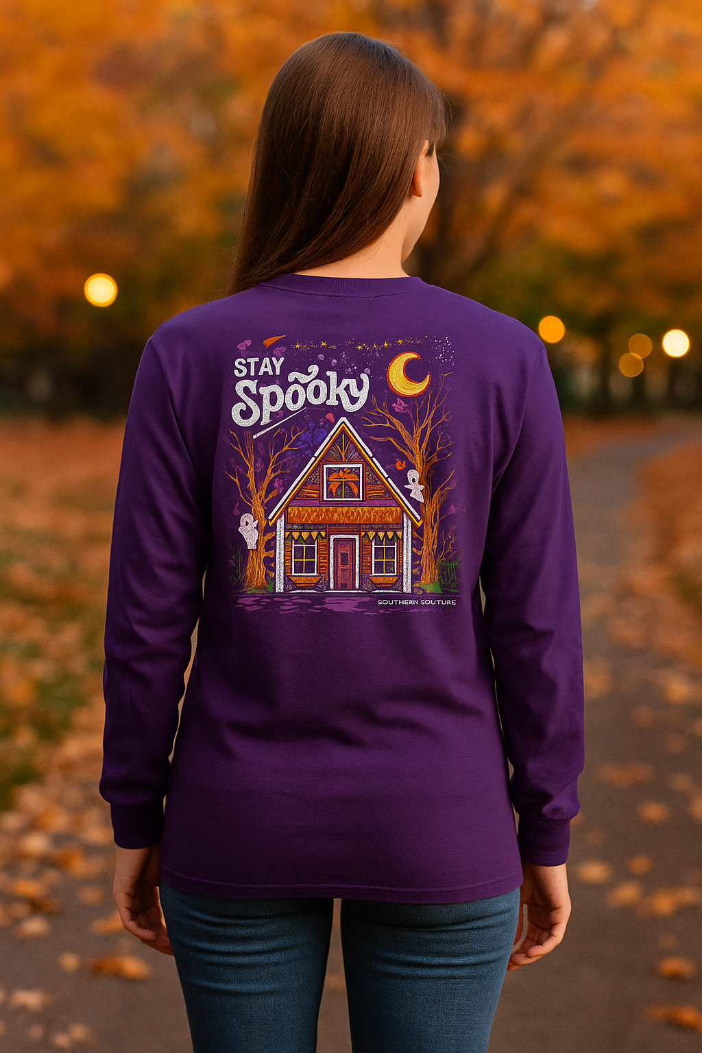 Southern Couture Classic Stay Spooky Fall Long Sleeve T-Shirt - SimplyCuteTees