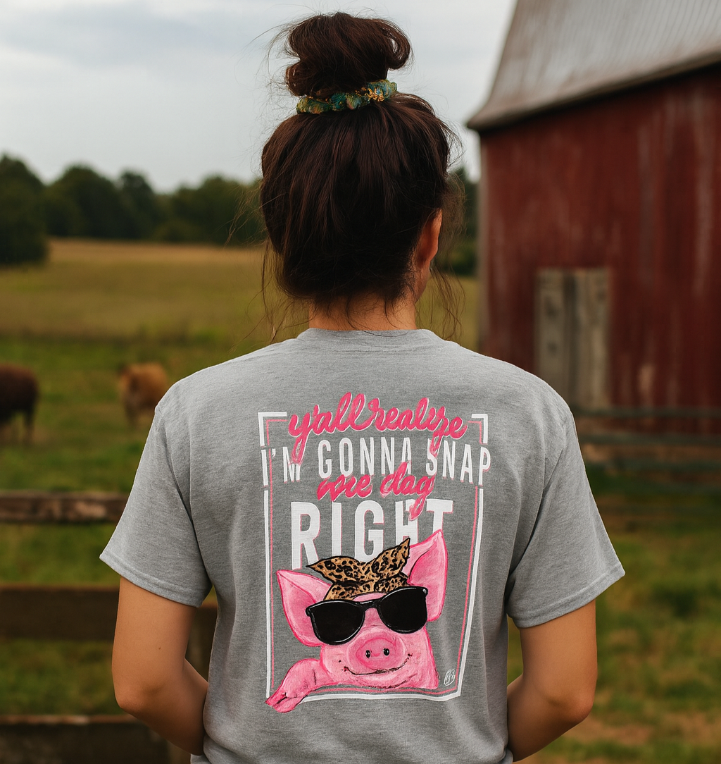 Girlie Girl Originals Gonna Snap Pig T-Shirt - SimplyCuteTees