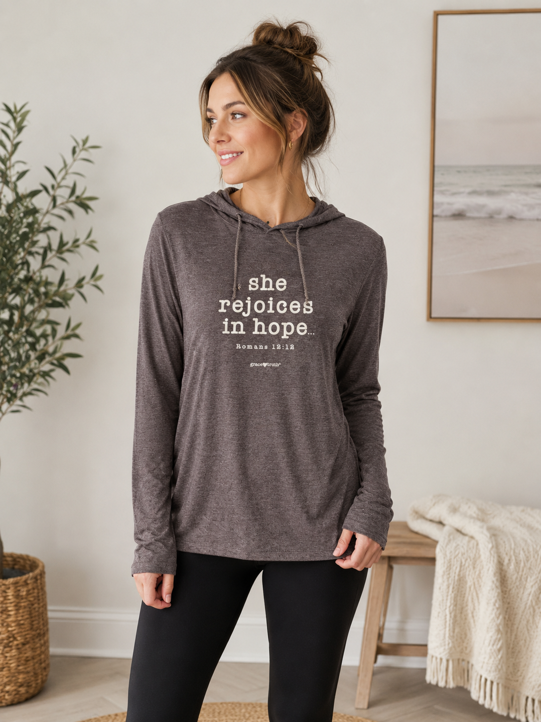grace &amp; truth Rejoices in Hope Long Sleeve Hoodie T-Shirt