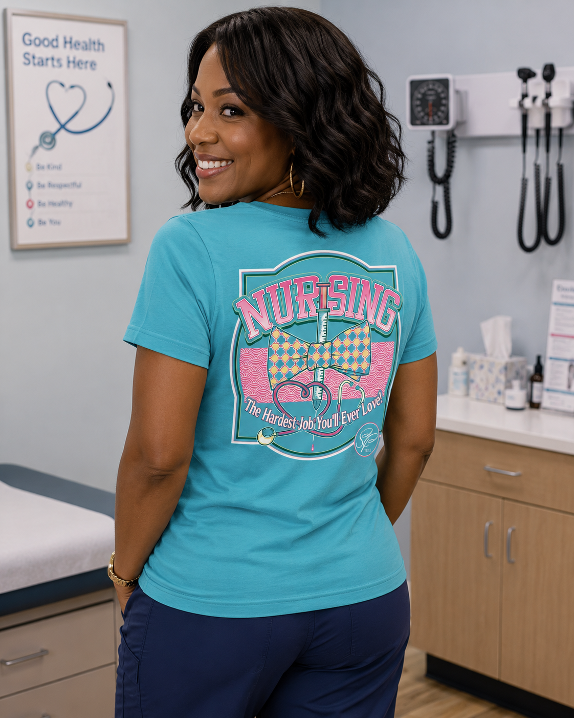SALE Sassy Frass Nurse Nursing Hardest Job You'll Ever Love Bow Bright Girlie T Shirt