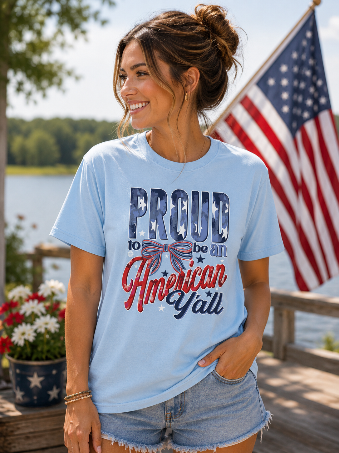 Girlie Girl Originals Proud American Y'all USA T-Shirt