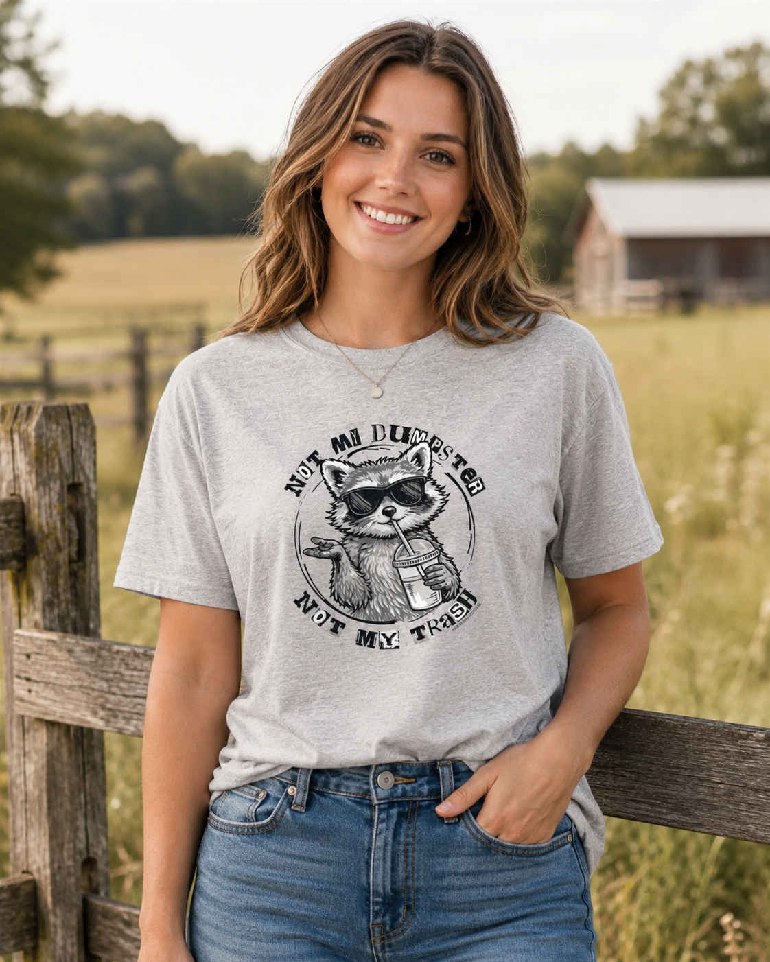 Southern Couture Soft Not My Dumpster Racoon T-Shirt