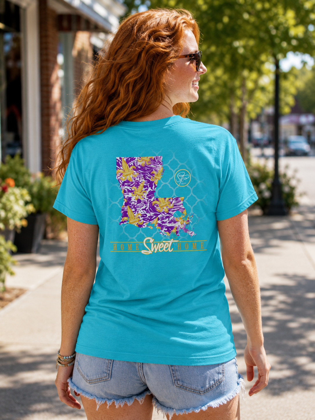 Sassy Frass Home Sweet Home Louisiana LA Fleur De Lis State Design Girlie Bright T Shirt