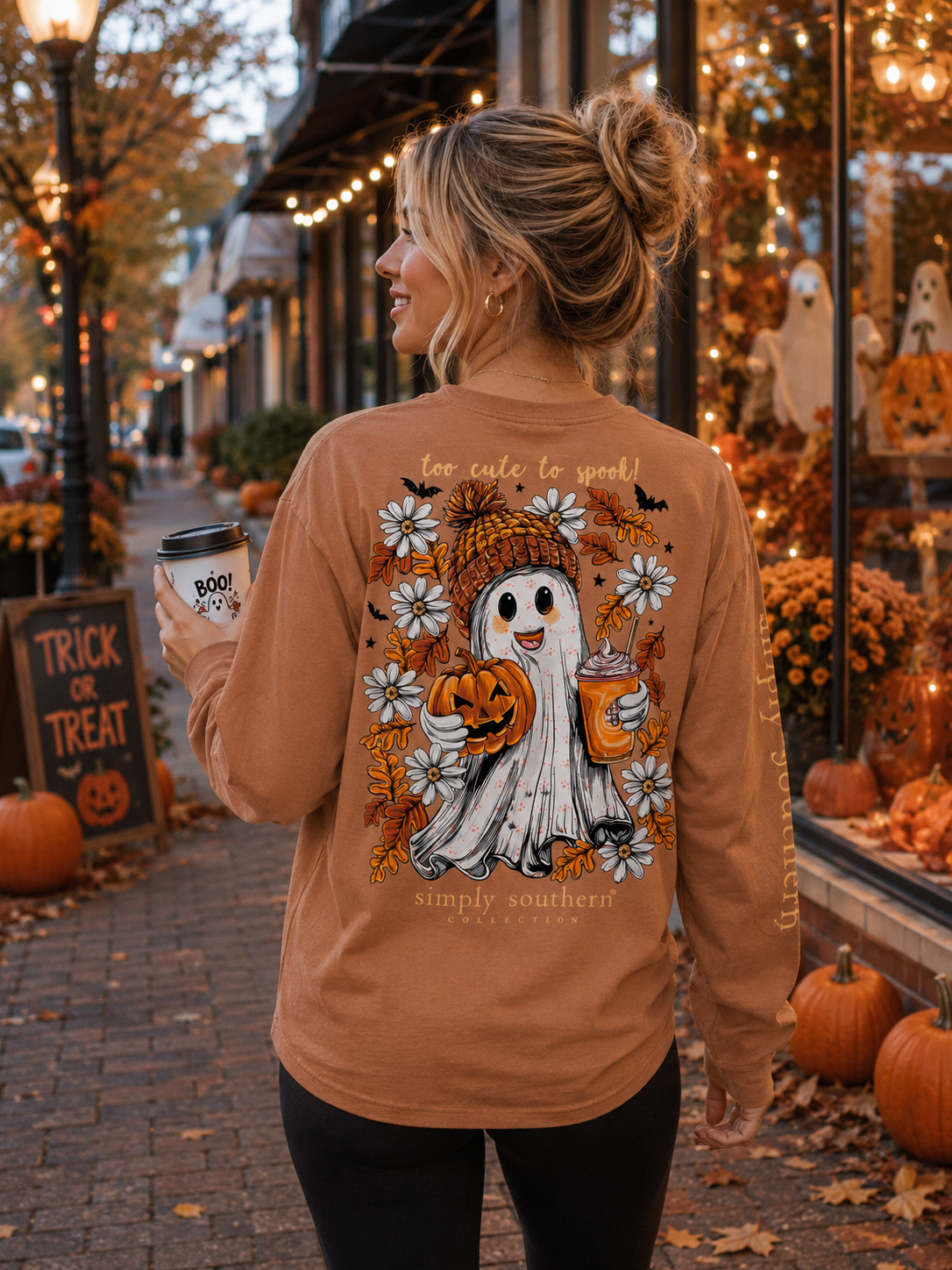Simply Southern Ghost Pumpkin Fall Long Sleeve T-Shirt