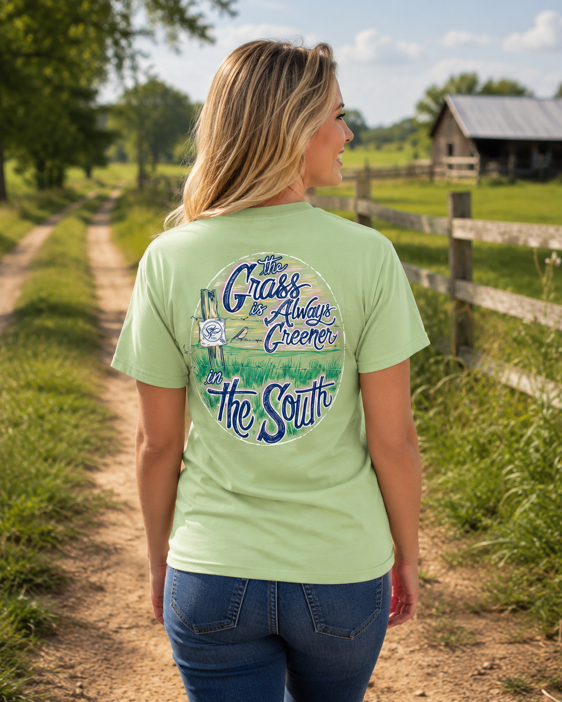 SALE Sassy Frass Grass is Always Greener in the South Bright Girlie T Shirt