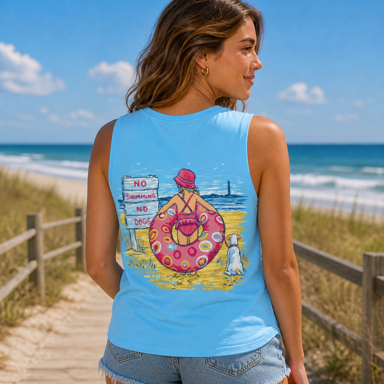 Sassy Frass No Swimming No Dogs Beach Comfort Colors Bright T Shirt Tank Top