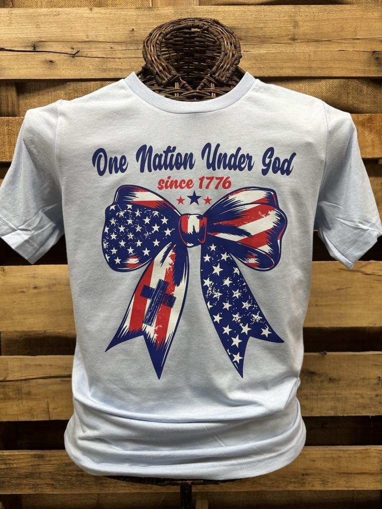 Southern Chics One Nation USA Bow Canvas T-Shirt - SimplyCuteTees