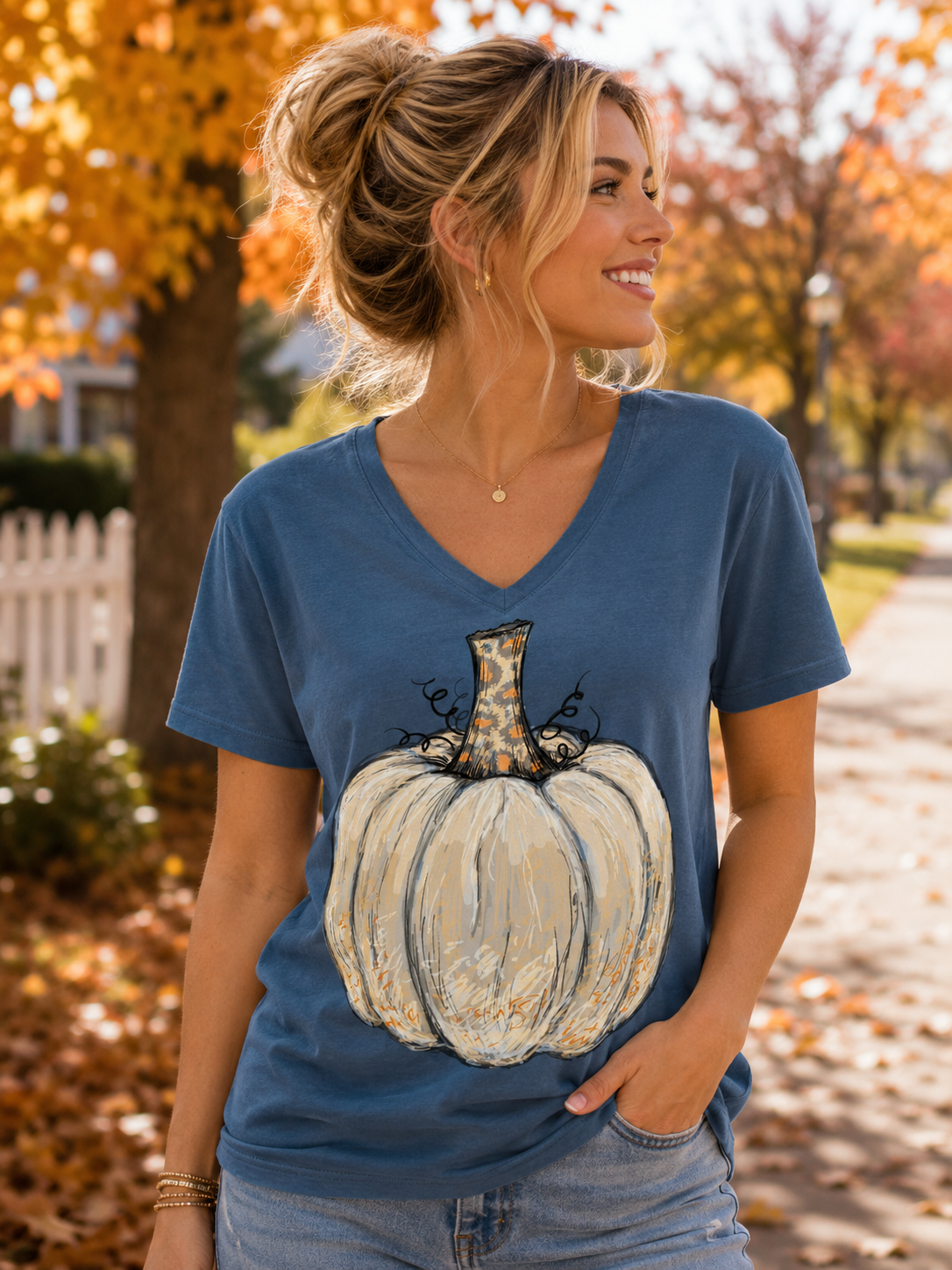 SALE Sassy Frass Pumpkin Leopard V-Neck Canvas Girlie Bright T Shirt