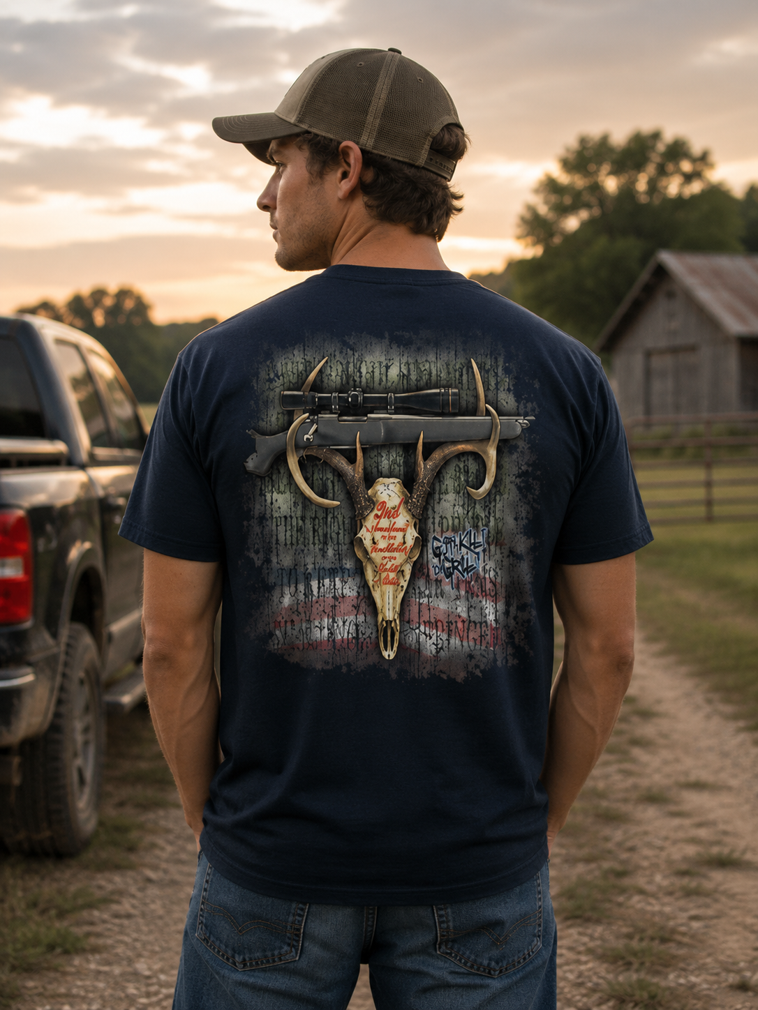 Gotta Kill It To Grill It USA 2nd Amendment Deer Skull Unisex T-Shirt
