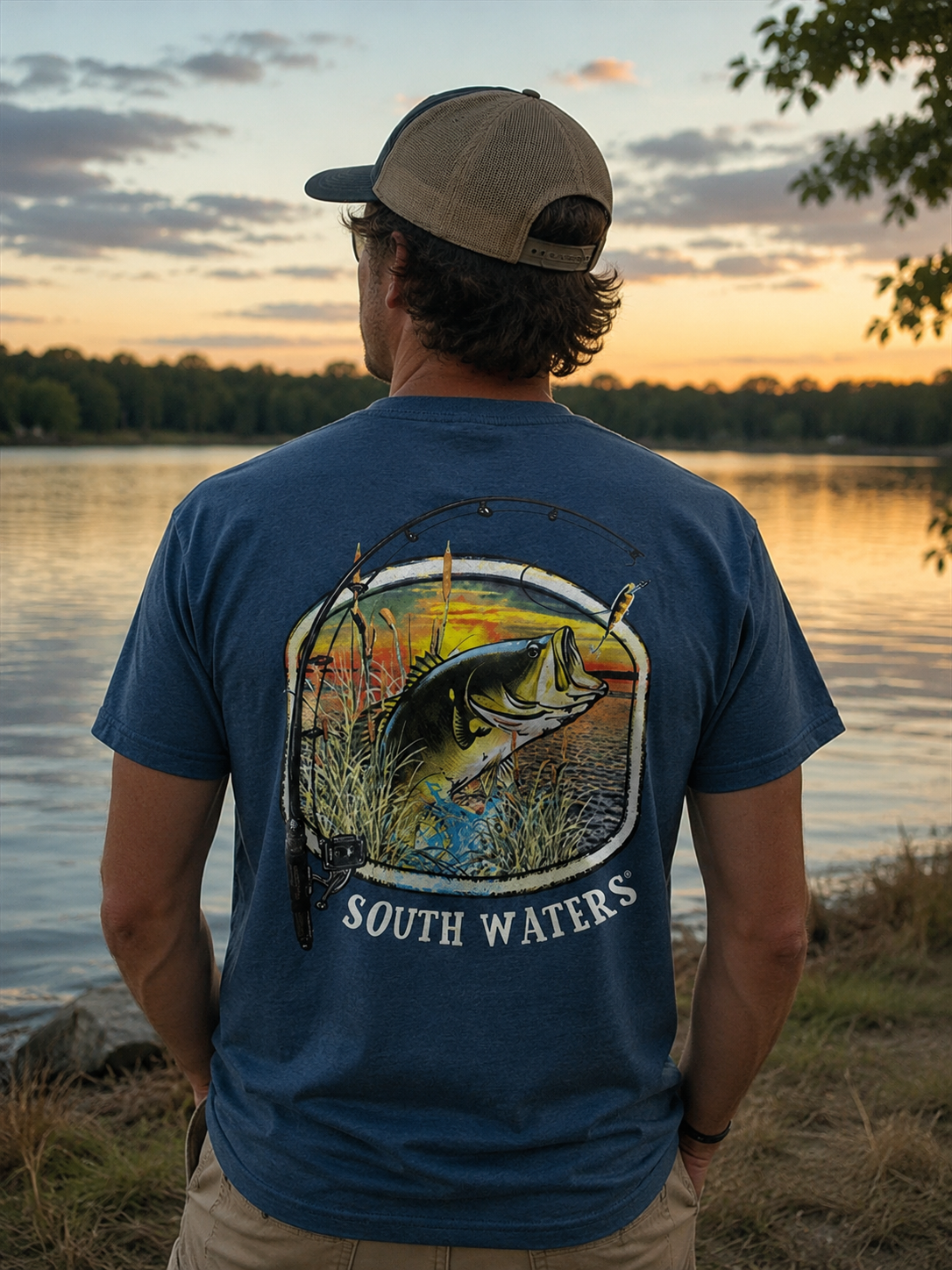 Backwoods South Waters Fishing Bass Bright Unisex T Shirt