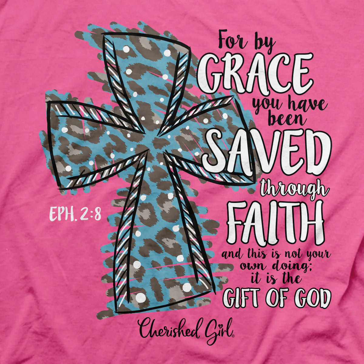 Cherished Girl Leopard Cross Faith T-Shirt - SimplyCuteTees