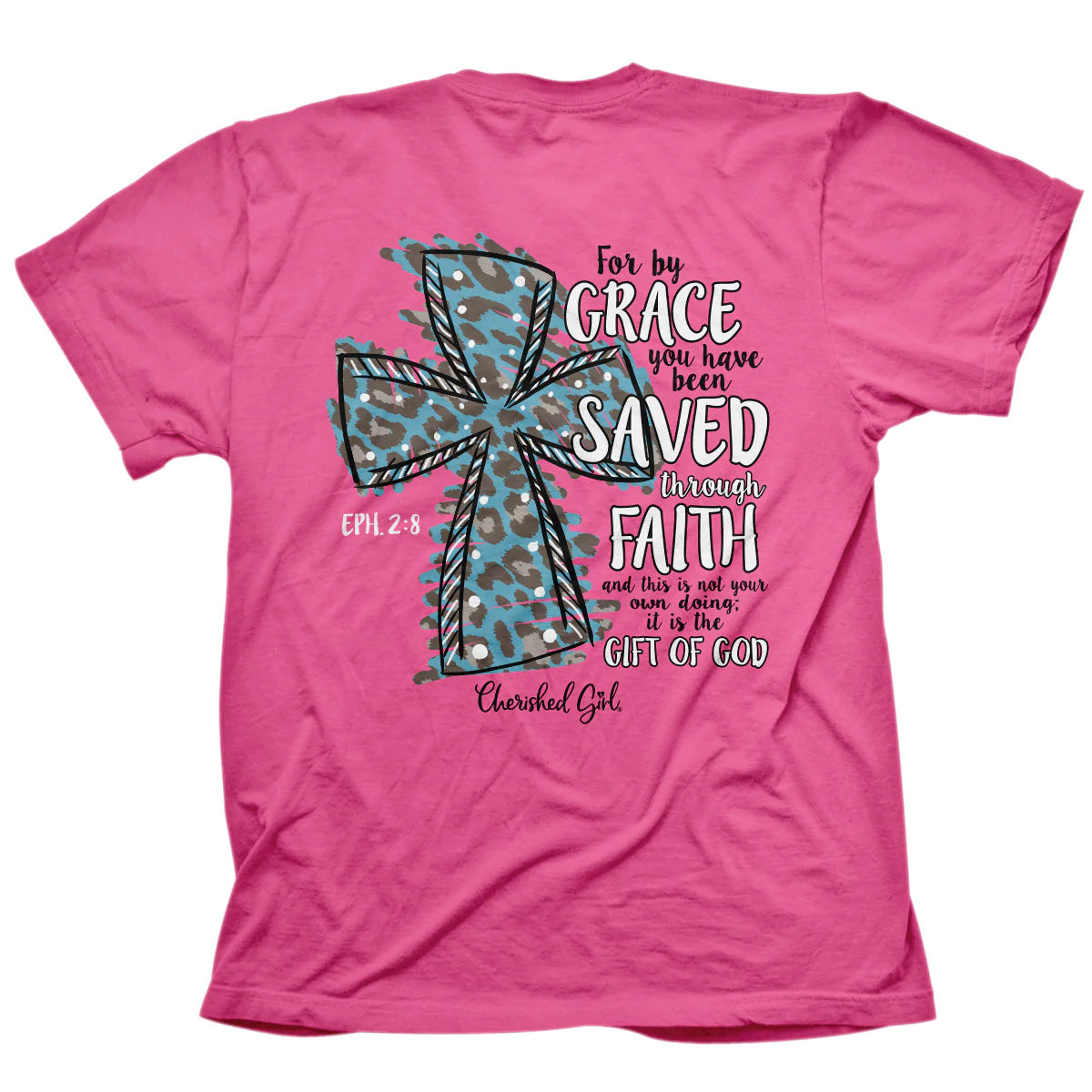 Cherished Girl Leopard Cross Faith T-Shirt - SimplyCuteTees