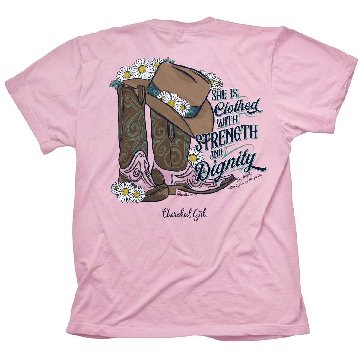 Cherished Girl Strength Boots Cowgirl Faith T-Shirt - SimplyCuteTees
